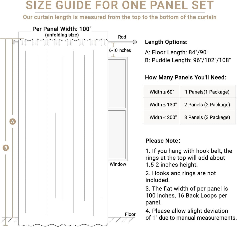 Linen Textured Total Blackout Sliding Door Curtains 84 Inches Long, Oatmeal
