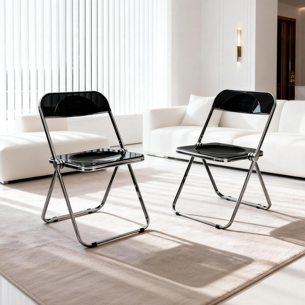 Acrylic Folding Chair Morden Chrome Chair-Black