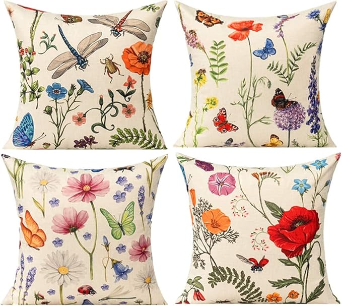 All Smiles Outdoor Patio Throw Pillow Covers 26x26 Set of 4 Summer Spring by AllSmiles