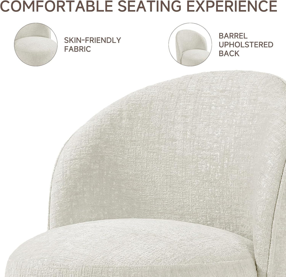 Swivel Dining Chairs Set of 6, Chenille Barrel Chair, Light Sand