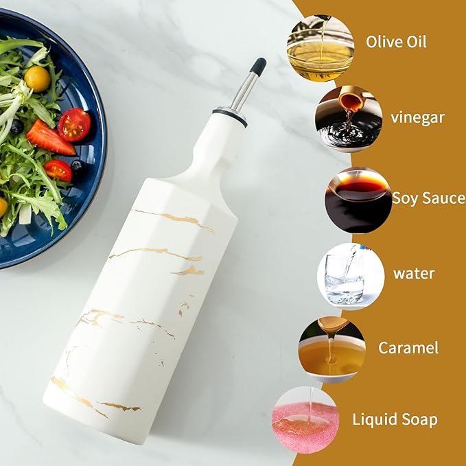 Ceramic Olive Oil Dispenser Bottle, Large Capacity 26oz Oil and Vinegar Bottles - Image 4