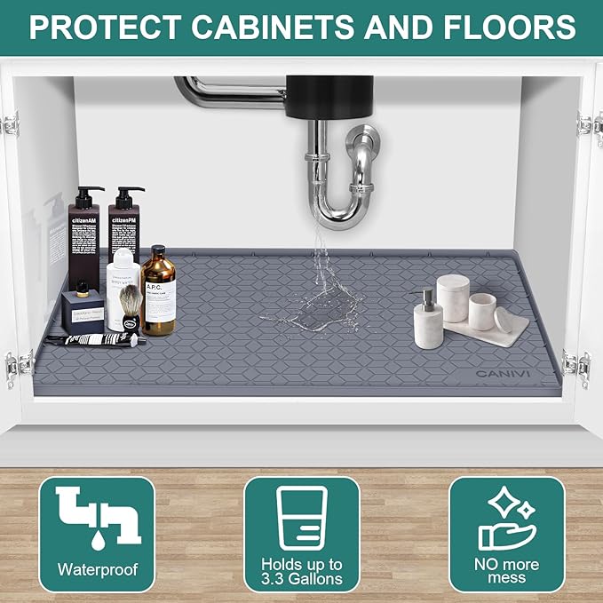 Under Sink Mat, Kitchen Cabinet Shelf Protector, Fits 36 inch Standard Cabinet - Image 4