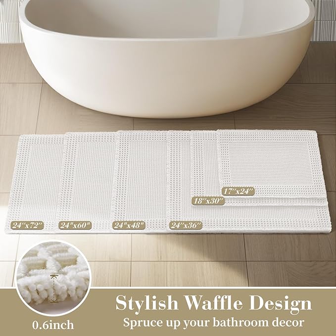 RESARE Waffle Bath Mat for Bathroom, Super Absorbent Bathroom Rugs Non Slip - Image 5