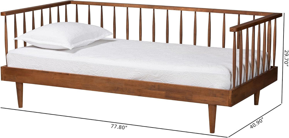Baxton Studio Matilda Mid-Century Modern Ash Walnut Finished Wood Twin Size D...