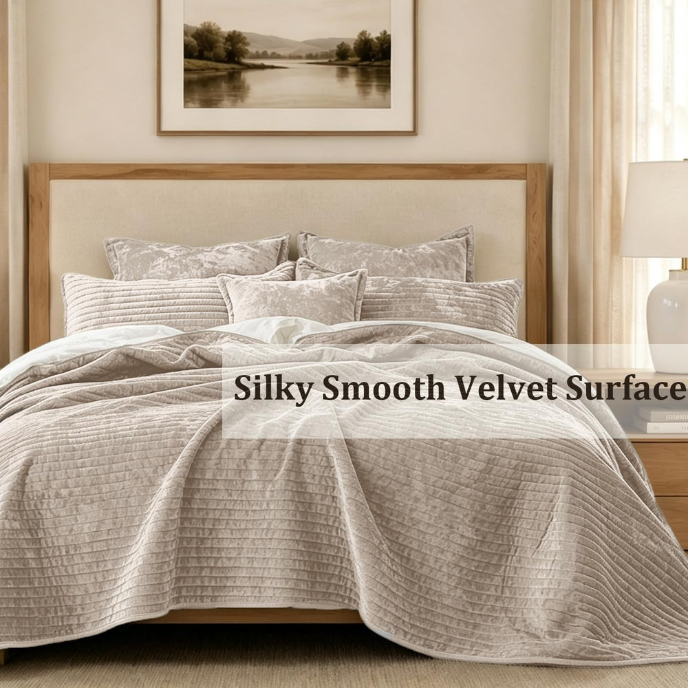 California King Quilt 106x118 Velvet Bedspread with Shams