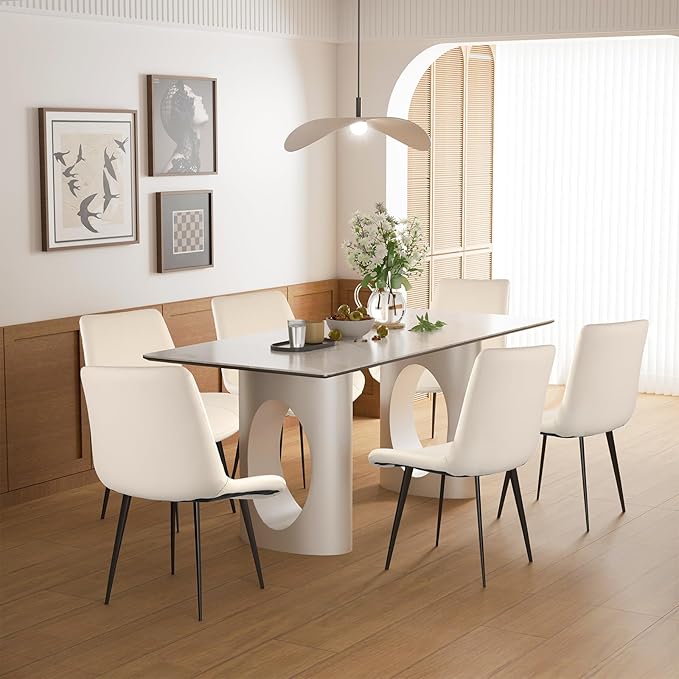 Dining Chairs, Modern PU Leather Dining Room Chair with Sturdy Metal Legs, Up...
