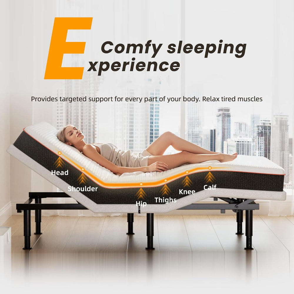 Adjustable Bed Frame Full Size with Wireless Remote, Head Foot Incline, USB, ...