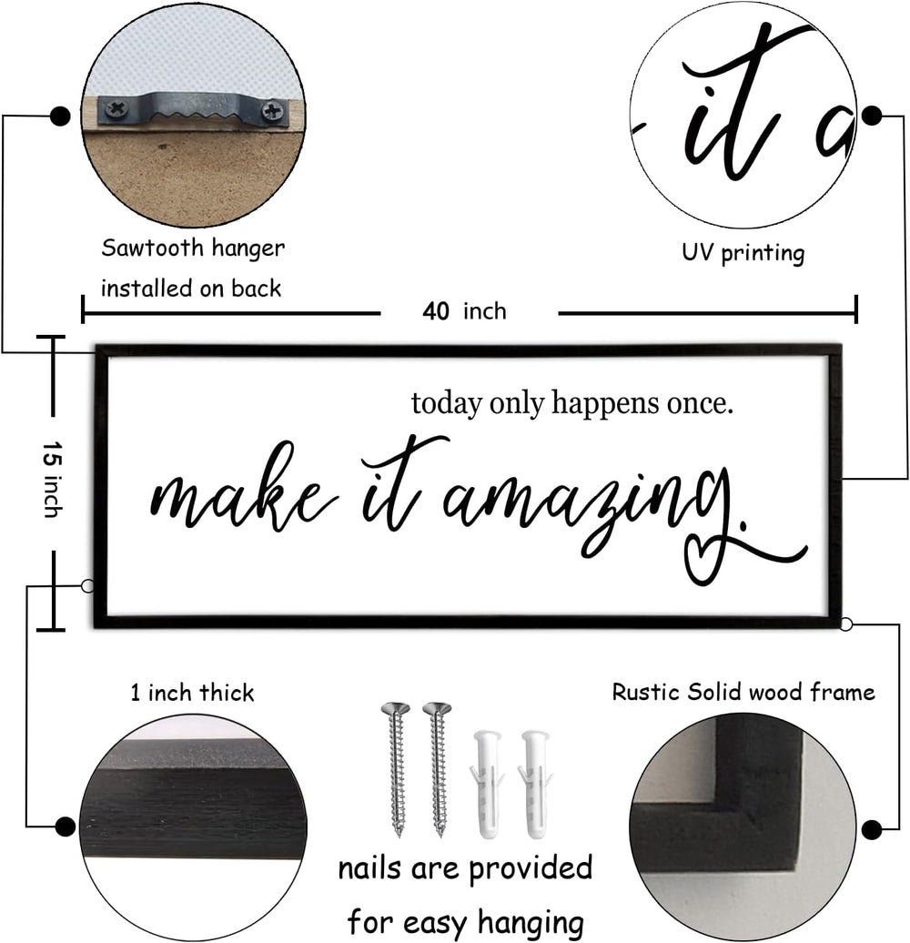 flowtorely Motivational Wall Decor Sign, 40"X15", Black