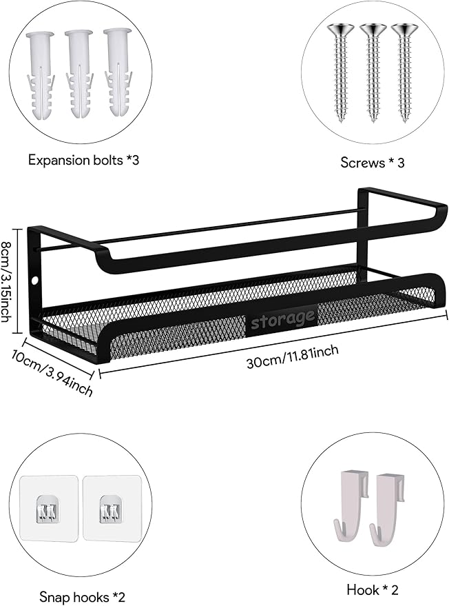 Spice Rack Wall Mount with Hooks - Image 3