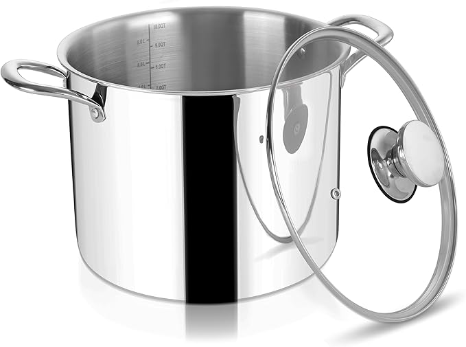 Herogo 10 Quart Stock Pot, 18/10 Stainless Steel Large Cooking Pot by Herogo