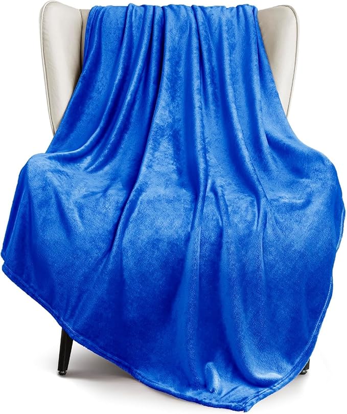 Exclusivo Mezcla Fleece Cobalt Blue Throw Blanket by ExclusivoMezcla