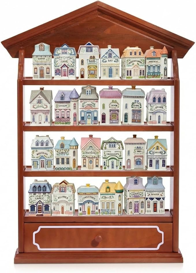 Chunful Vintage Spice Jar Wooden Rack - Image 2