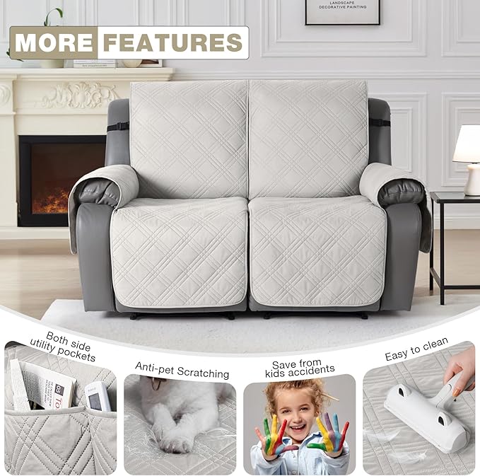 TAOCOCO 100% Waterproof Oversized Loveseat Recliner Cover, Non Slip Split Couch - Image 6