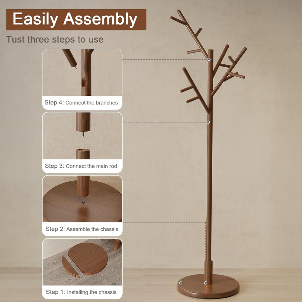 Muwuele Coat Rack, Solid Wood Coat Rack Freestanding With 12 Hooks, Coat Tree...