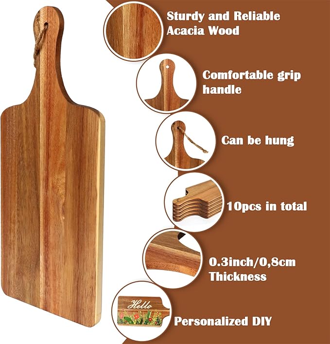10 Packs Acacia Wood Cutting Board, 15 x 7 Inch Plain Chopping Board - Image 3