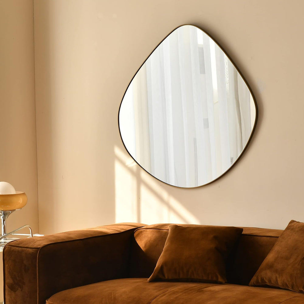 Asymmetrical Wall Mirror Matel Brass Framed Wall Mirror for Living Room Bedro...