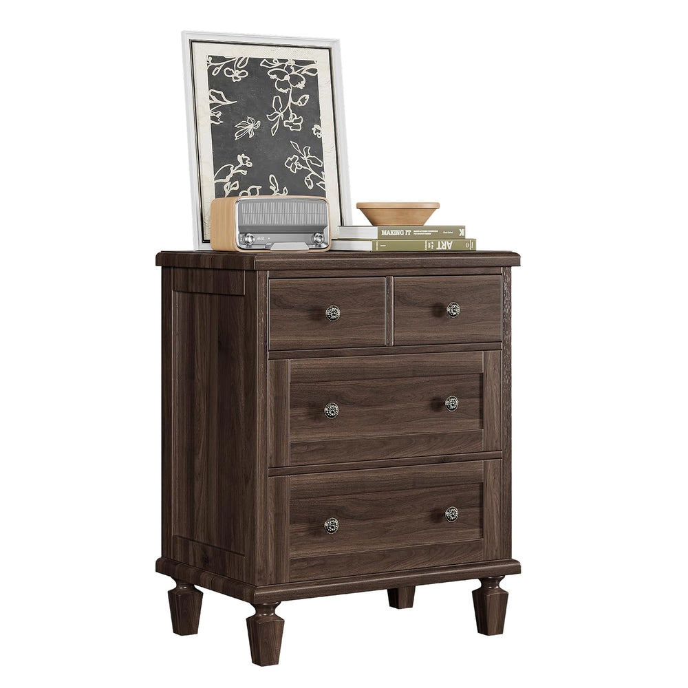 Garvee 4 Drawer Dresser for Bedroom, Vintage Dresser with Carved Handles and ...