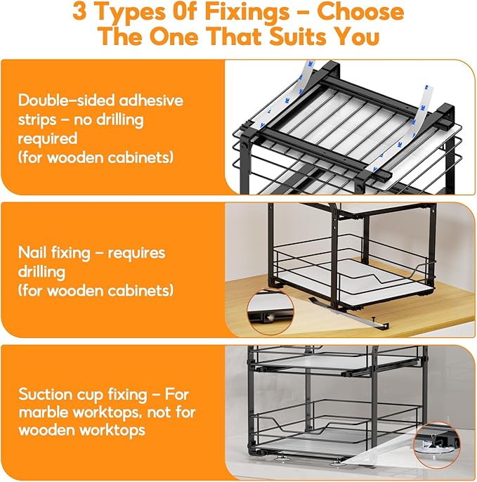 Spice Rack Organizer for Cabinet, 2 Tier Pull Out Spice Rack – Heavy Duty Metal - Image 3