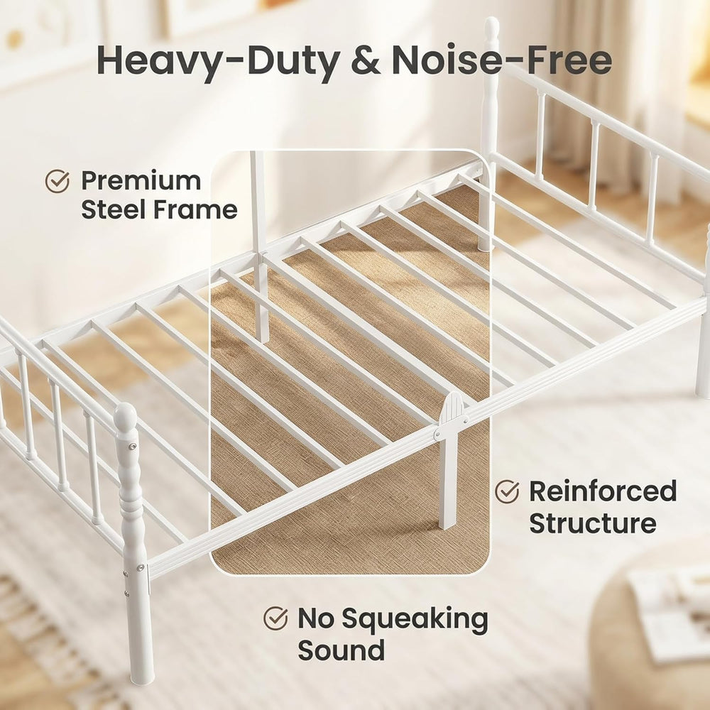 14 Inch Twin Metal Daybed Frame with Classic Headboard