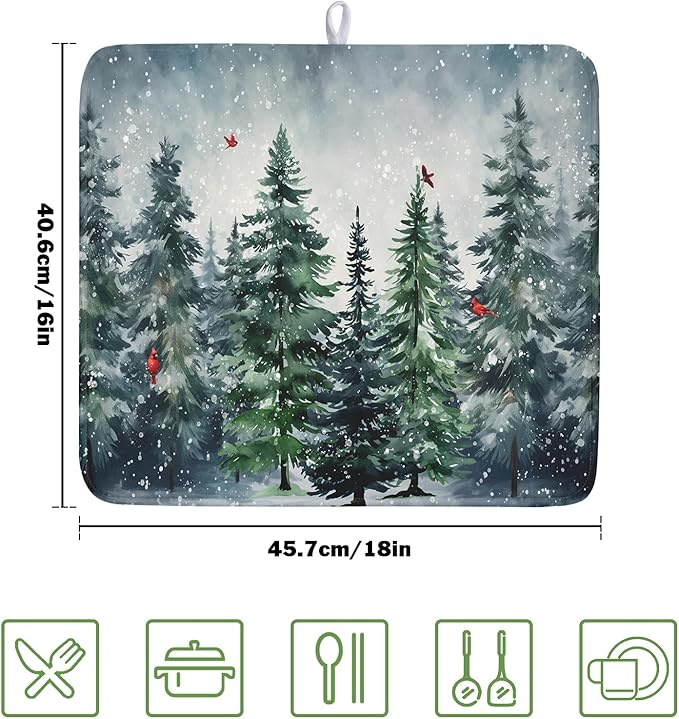 Winter Pine Tree Dish Drying Mat - Image 2