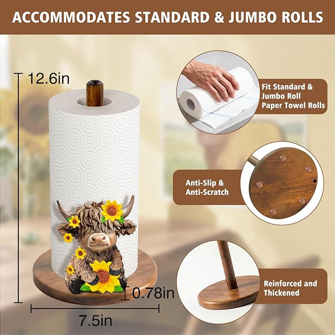 Highland Cow Paper Towel Holder, Cute Highland Cow Decor - Image 5