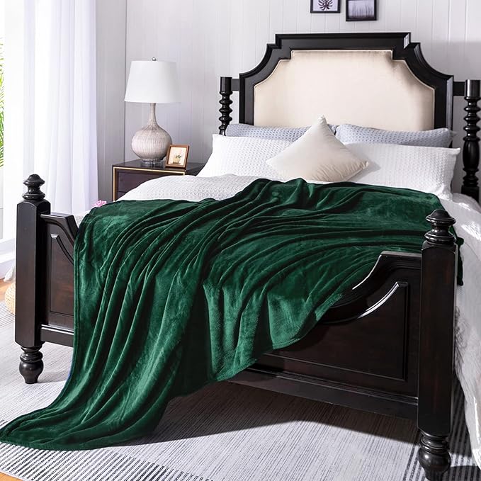 JIAHANNHA Flannel Fleece Blanket Queen Size Green 90 by 90 Inches Blankets by JIAHANNHA