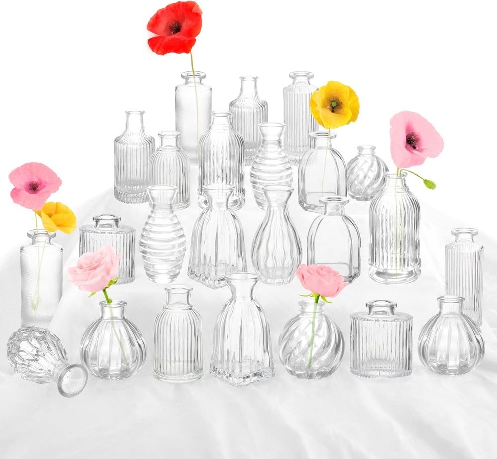 Bud Vases in Bulk 24, Small Glass Vase for Table Centerpieces