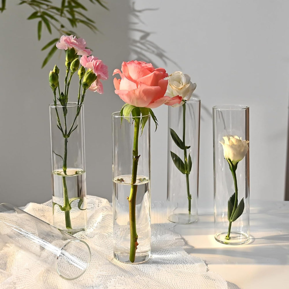 20 Pcs Glass Cylinder Bud Vases for Centerpieces 7.15 Inch Tall