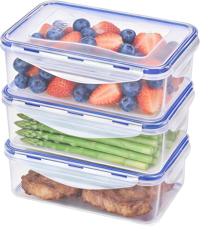 KIGI Food Storage Containers, 4 Sided Locking Lids, Leak-Proof & Stackable by KIGI