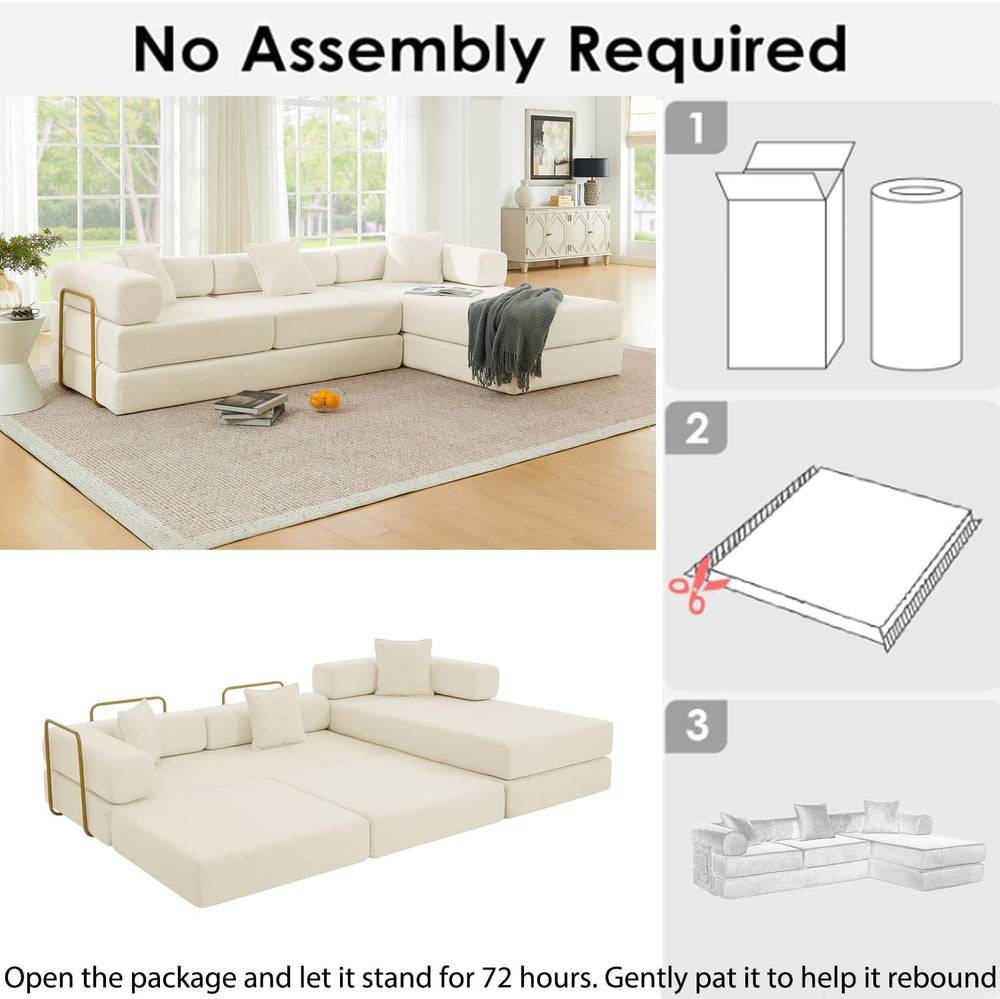 HANXIN 108'' Futon Sleeper Sofa Bed, Boneless Couch for Living Room, ...