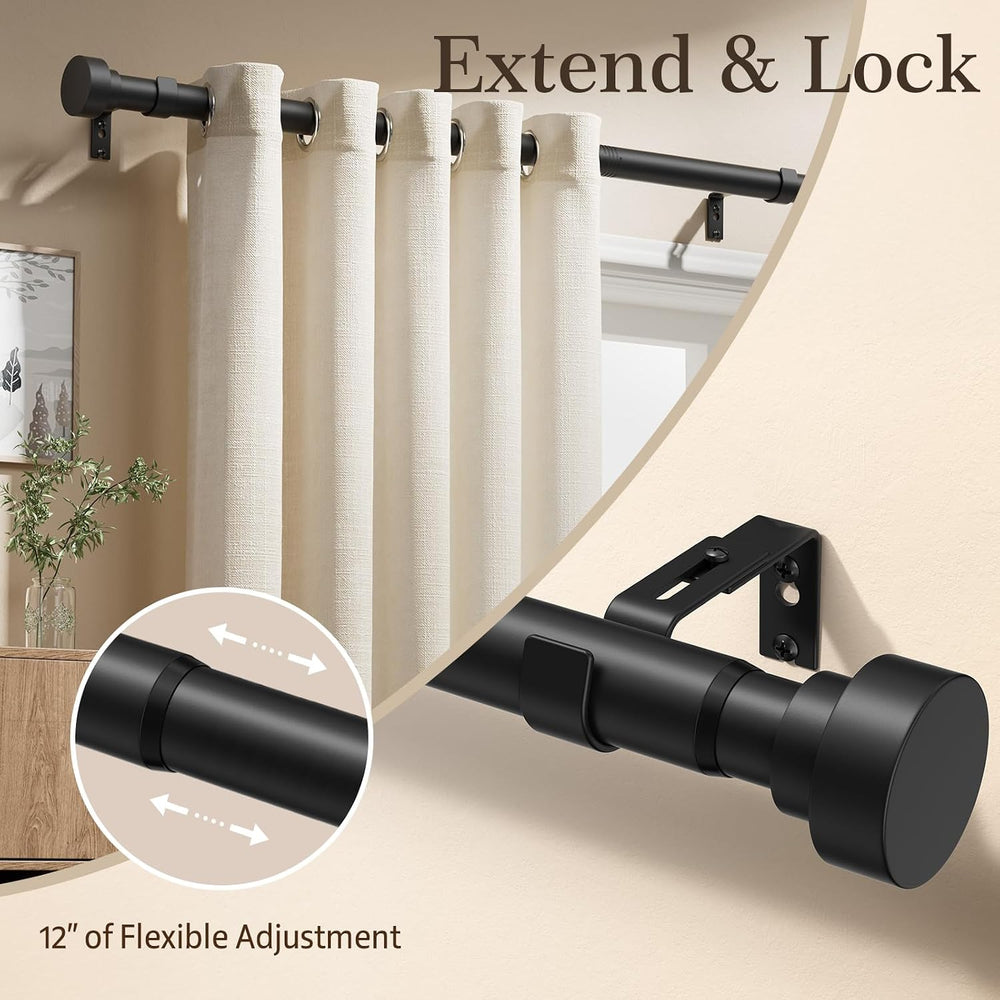 2 Pack Heavy Duty Curtain Rods for Windows 28-90 Inch, Black