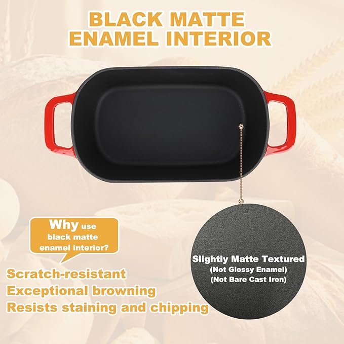 3.6QT Oval Enameled Cast Iron Dutch Oven, Sourdough Bread Baking Pan