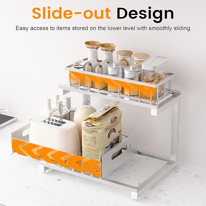 Under Sink Organizer, Heavy Duty Metal Pull Out Cabinet Organizer Slide Out - Image 2