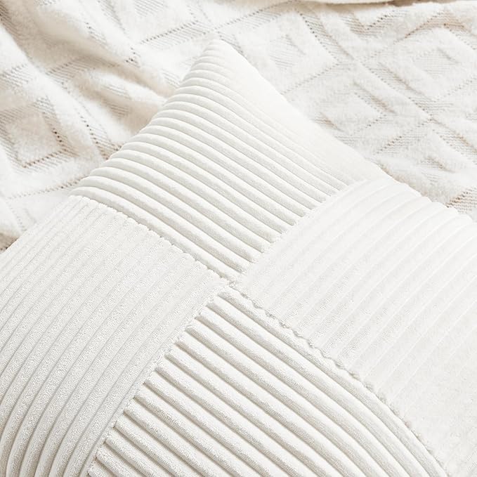 Fancy Homi 2 Packs Cream White Lumbar Decorative Throw Pillow Covers 20x28 Inch - Image 3