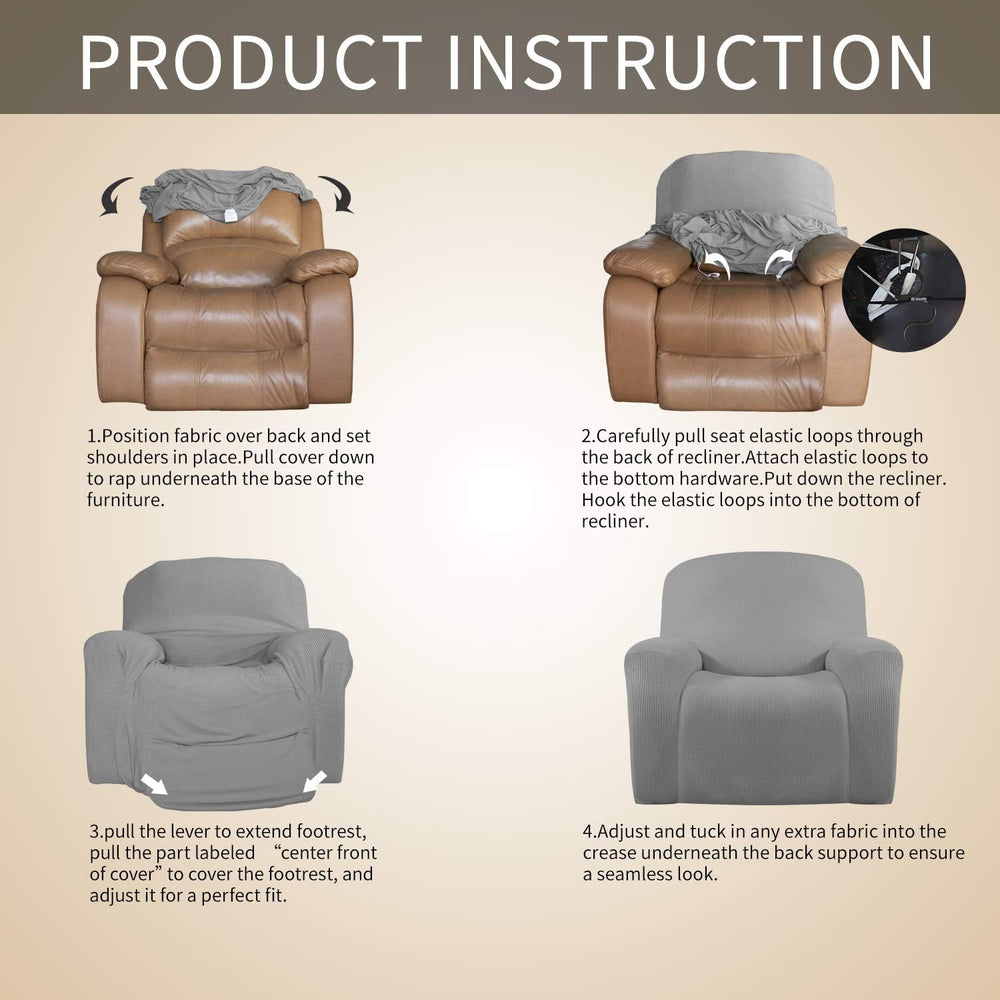 Easy-Going Oversized Recliner Chair Stretch Cover Sofa Slipcover Light Gray