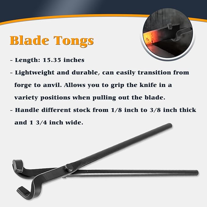 Blacksmith Tongs Knife Making Tongs Set V-Bit Blade Tongs, Flat Tongs, Blade - Image 4