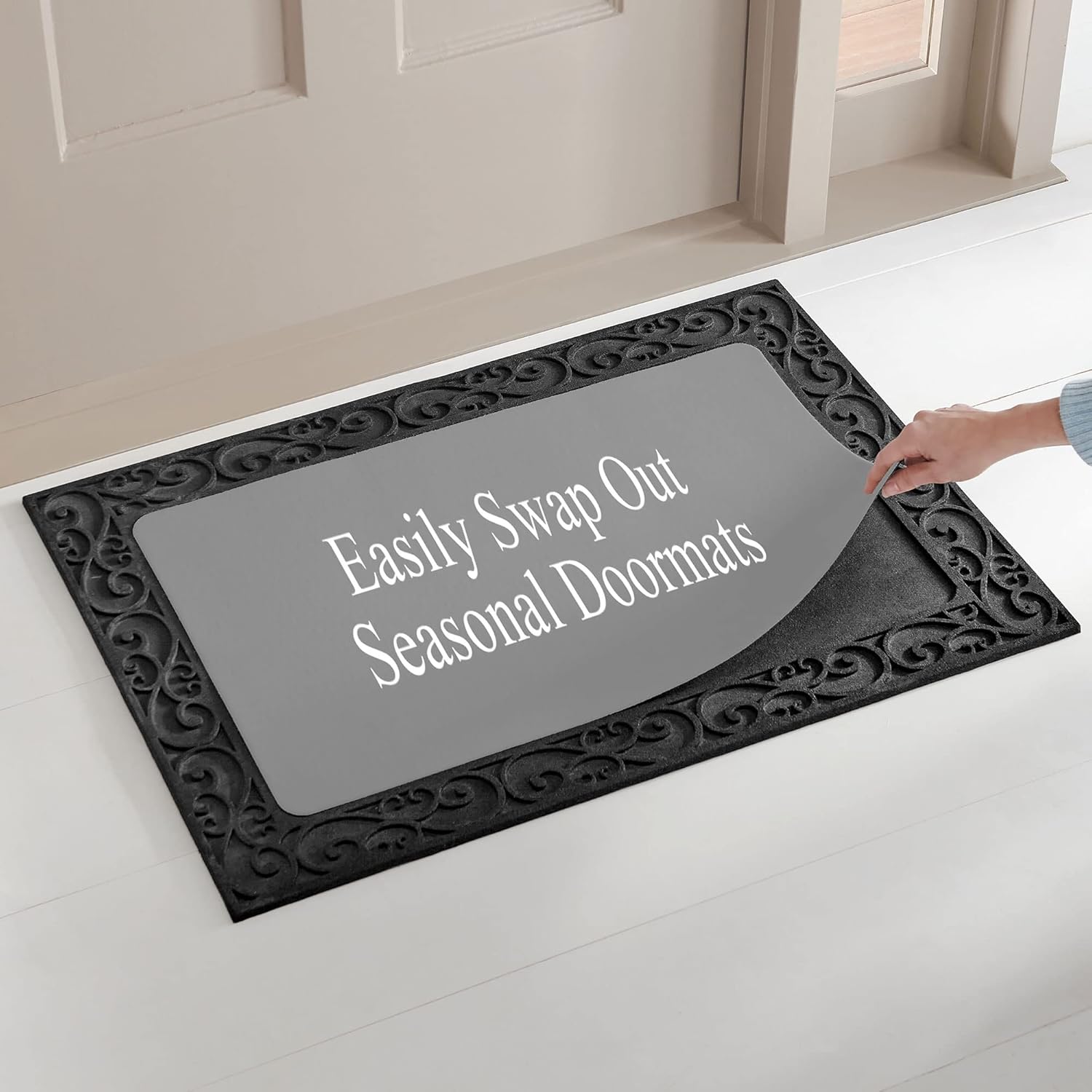 Let's Make Memories Personalized Doormat - Welcome Mat - Kitchen, Entrance Hall, Kids Room - Halloween Decor - Fall Foliage Design - 17x27 - with Optional Holder