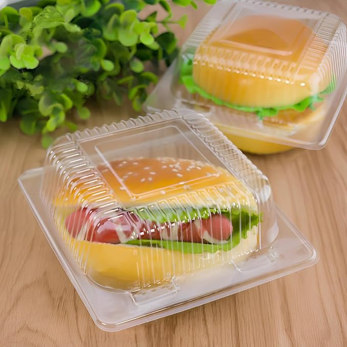 Jizvxe 200 Pcs Clear Plastic Take out Containers, Disposable Fancy Hinged Top - Image 6
