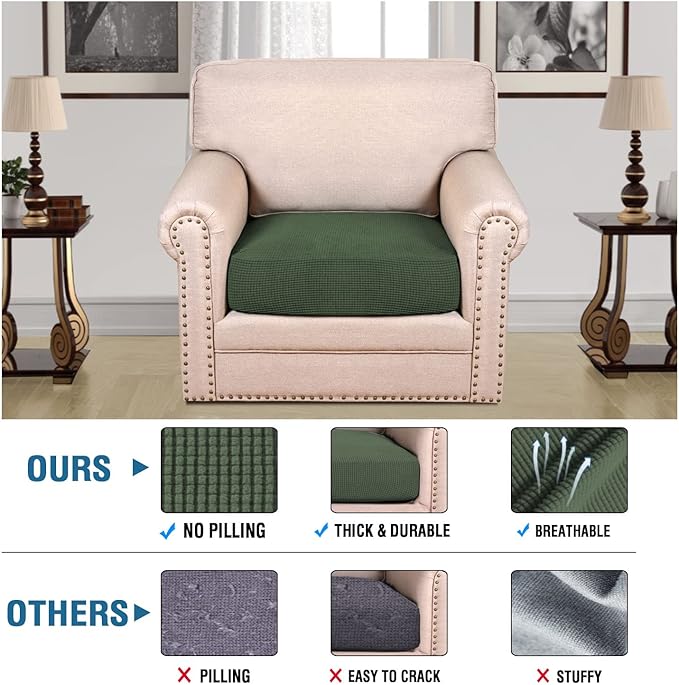 H.VERSAILTEX Stretch Couch Cushion Covers Individual Seat Sofa Chair Slipcovers - Image 2
