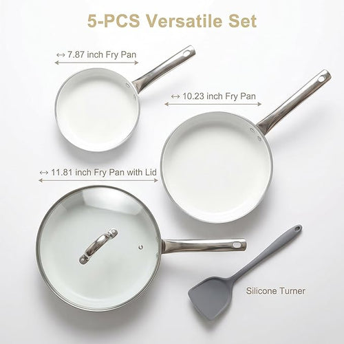 5Pcs Nonstick Cookware Set, Aluminum Nonstick Pots and Pans - Image 2