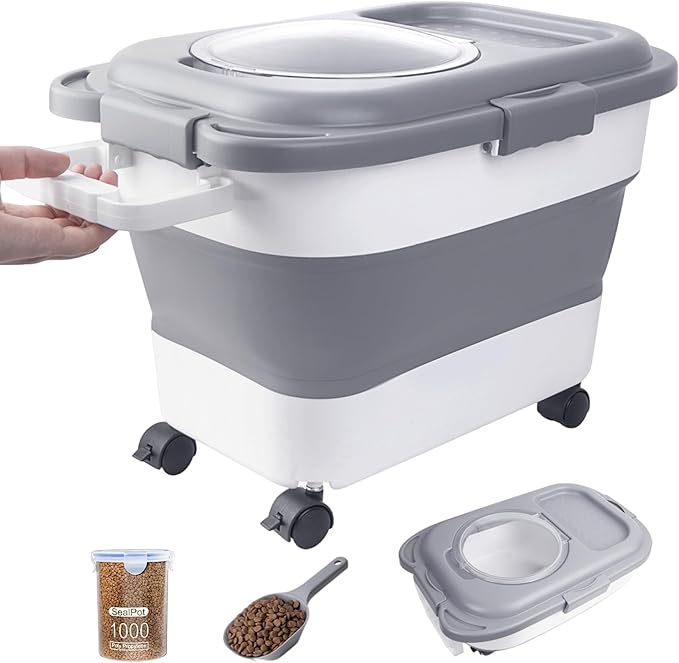 15-23 Lbs Dog Food Storage Container, Collapsible Dog Food Container by DDMOMMYCOLLAPSIBLEFOODSTORAGECONTAINERFAMILY