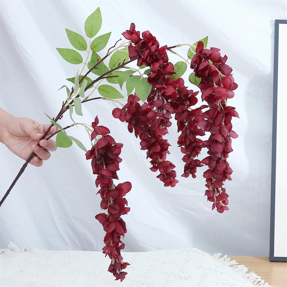 4pcs 47.2in Artificial Fake Wisteria Hanging Flower Garland Silk(crimson)