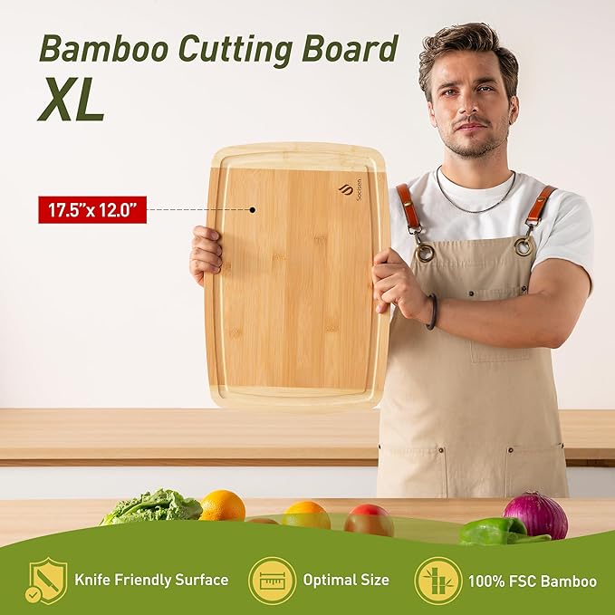 Bamboo Cutting Board Set Non Slip Feet Over Sink Acrylic Counter Lip Glass - Image 3