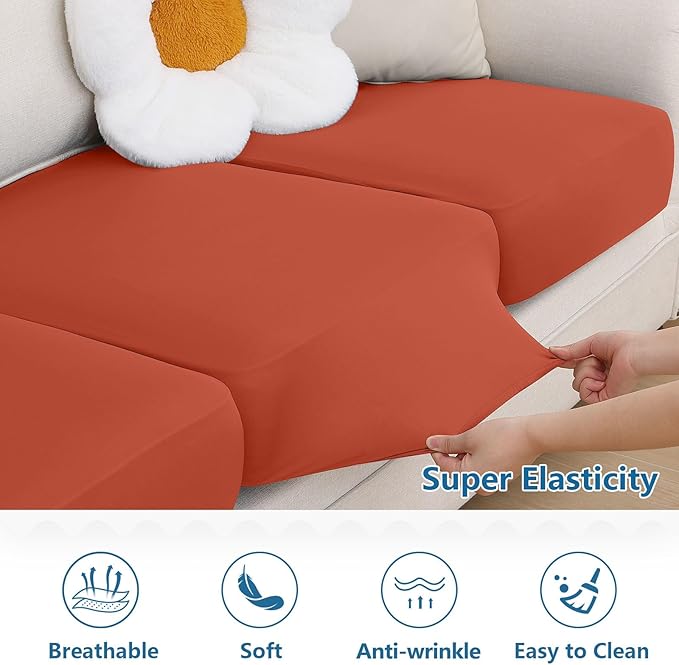hyha Milk Silk Couch Cushion Covers, Soft Magic Sofa Covers Washable - Image 6