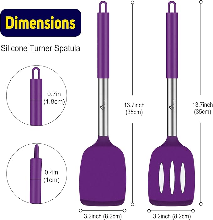 HOTEC Silicone Spatula Set of 2 Heat-Resistant 600°F & BPA-Free Kitchen - Image 7