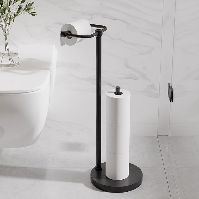 RARXTR Toilet Paper Holder Stand, Post Pivoting Design Free Standing Toilet - Image 2