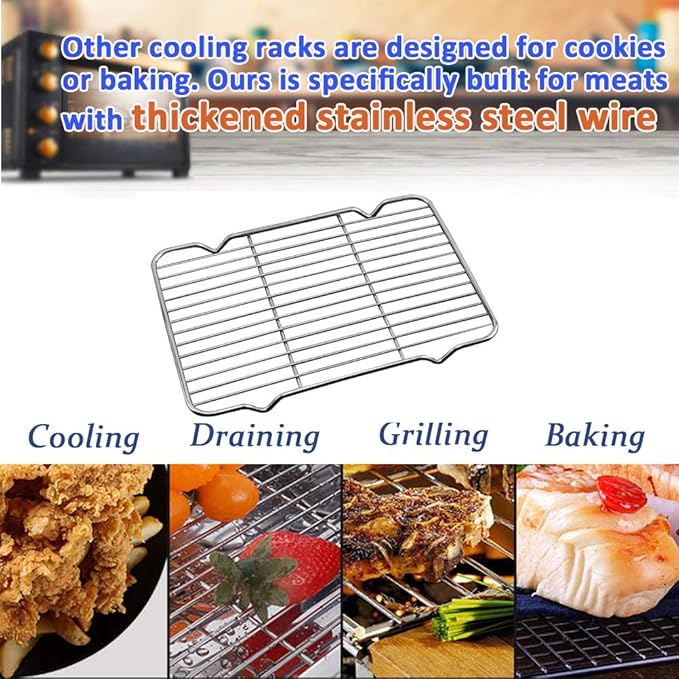 Cooling Rack with 4 Legs Heavy Duty Grill Net 7.9in x 12.4in Roasting Wire - Image 7