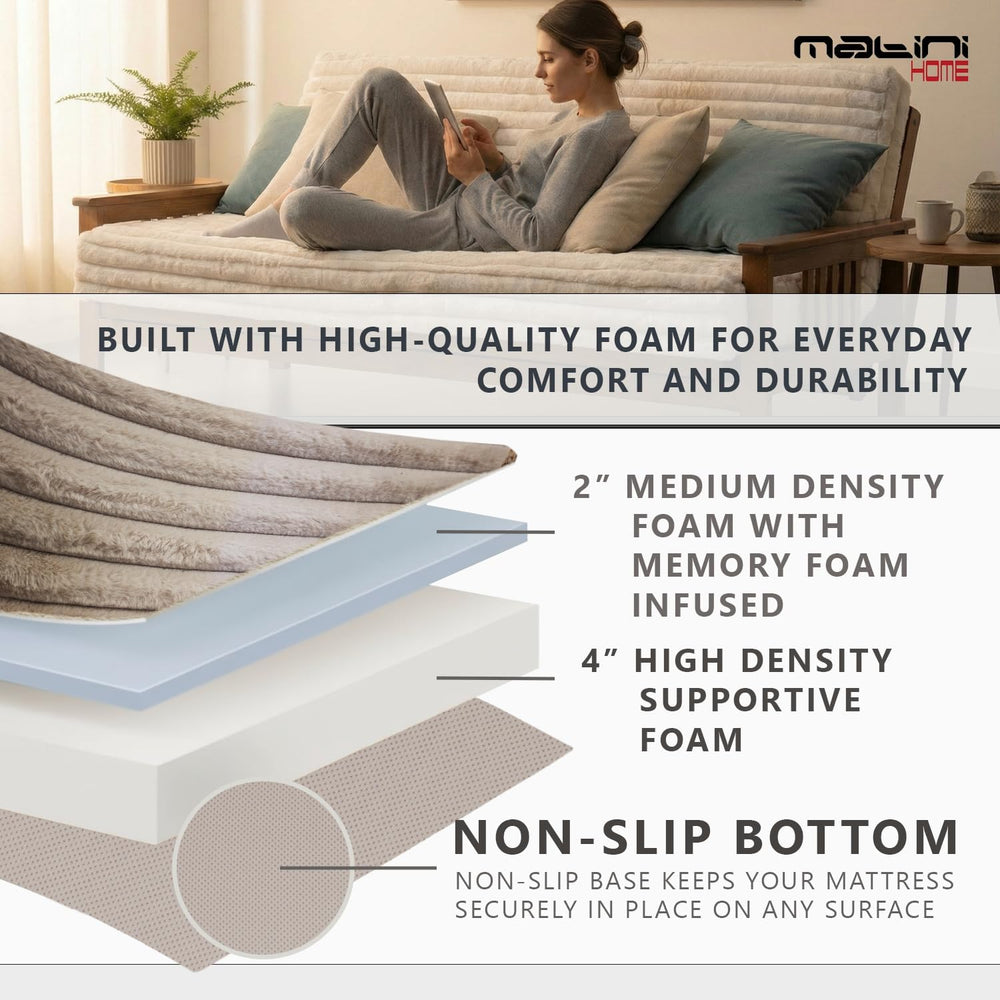 Memory Foam Futon Mattress, Foldout Couch Futon Mattress - 6x54x74 (Beige) - ...