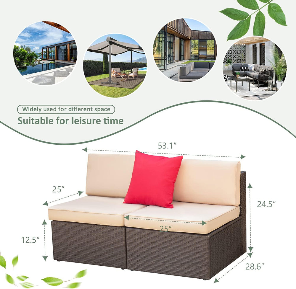 Devoko 2 Pieces Patio Furniture Sets,Outdoor Sofa,Small Sectional Couch