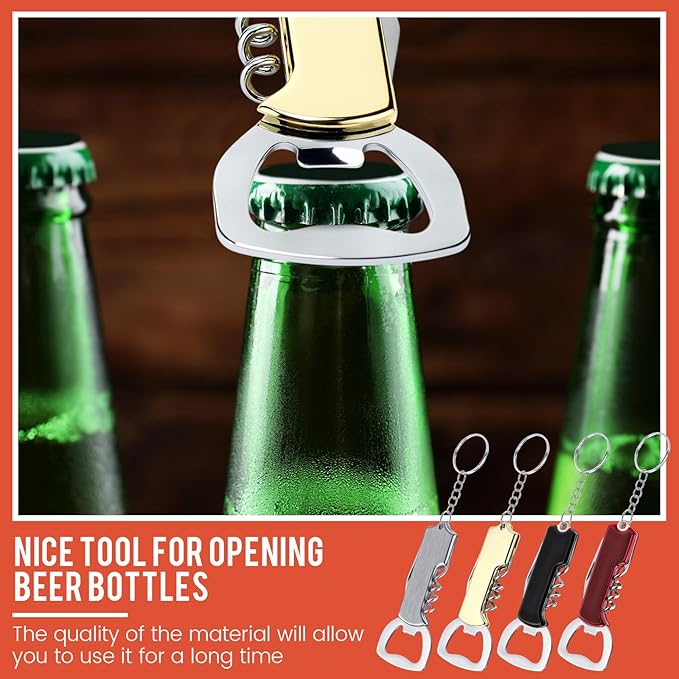 Ziliny 24 Pcs Bottle Opener Keychain Bulk Wine Bottle Beer Opener Keychain - Image 4